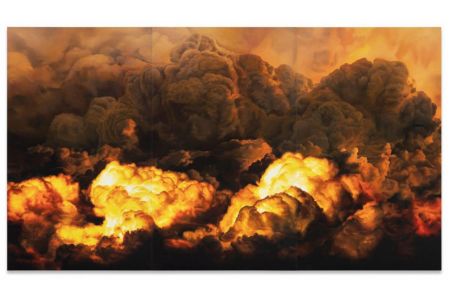 Anne Imhof, Untitled, Oil on printed canvas. Une belle explosion.