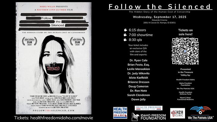 Follow the Silenced Nampa, Idaho downloadable posters for 09/17/25 movie night