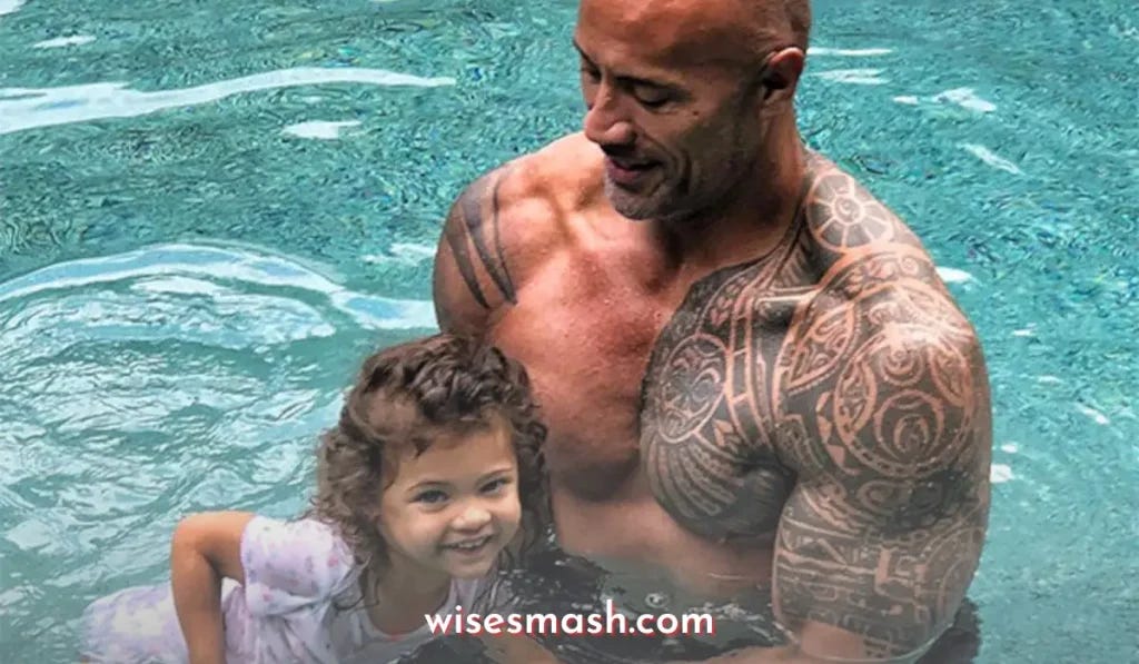 Actor Dwayne Johnson with his daughter