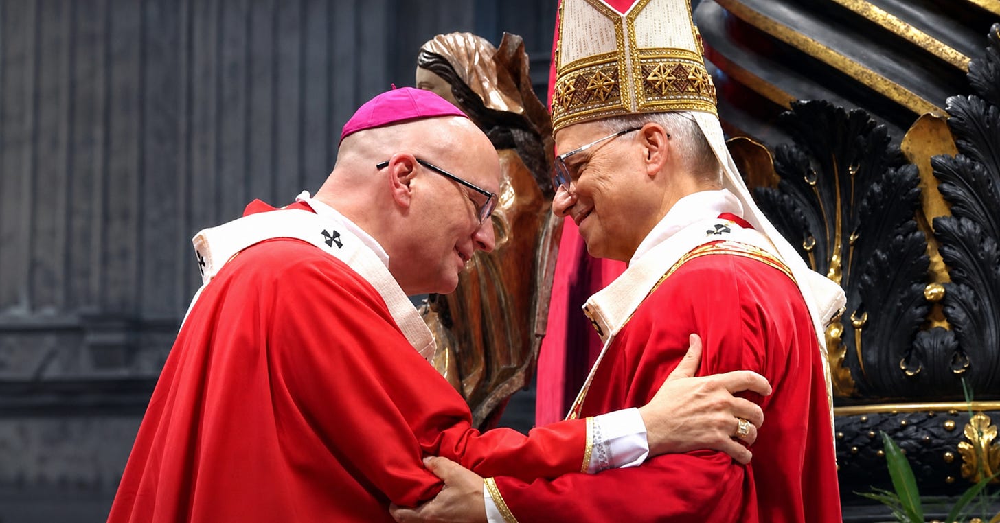 Pope Leo XIV embraces Archbishop Edward J. Weisenburger of Detroit at the pallium Mass in St. Peter’s Basilica, June 29, 2025. Pope Leo XIV embraces Archbishop Edward J. Weisenburger of Detroit at the pallium Mass in St. Peter’s Basilica, June 29, 2025.