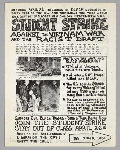 Flyer advertising student strike against the Vietnam War | National Museum of African American History and Culture