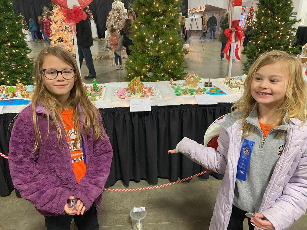 River and Rose decorating trees River and Rose decorating trees