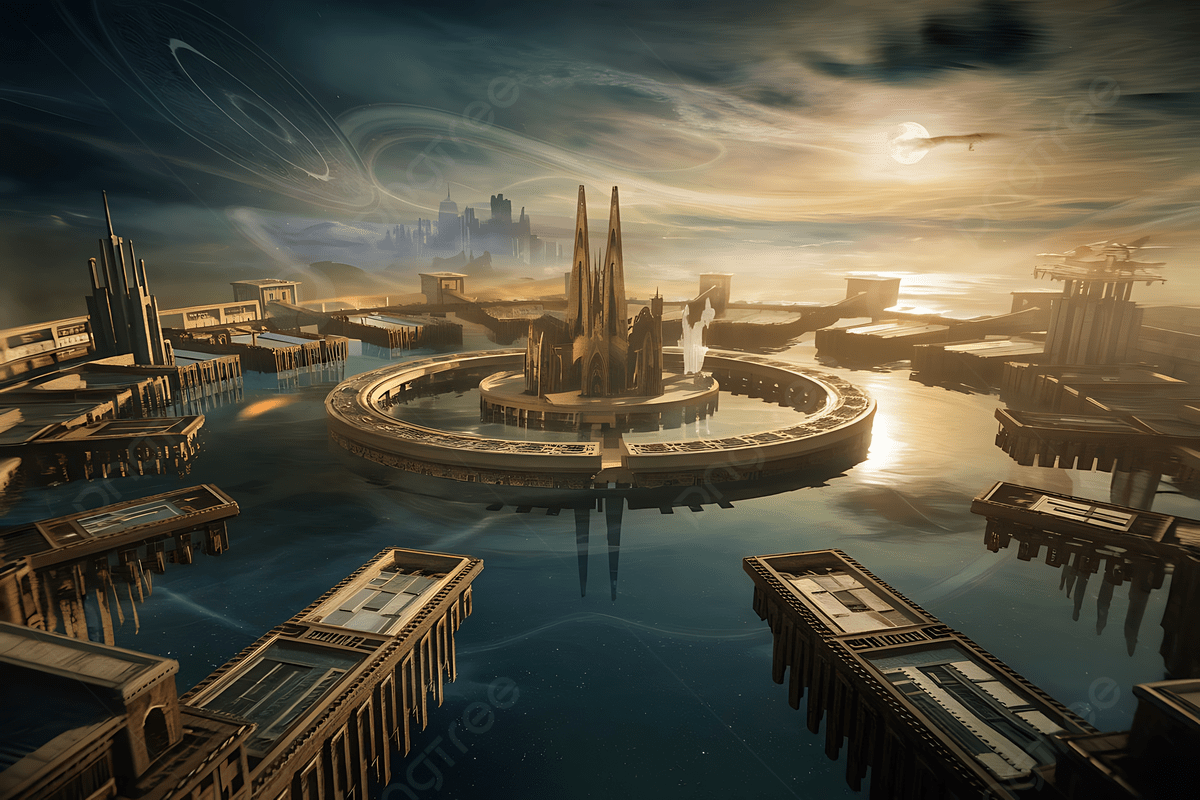 Circular Fantasy City On A Floating Island With Ancient Architecture, Fantasy  City Art, Floating Island Art, Surreal Landscape Background Image And  Wallpaper for Free Download