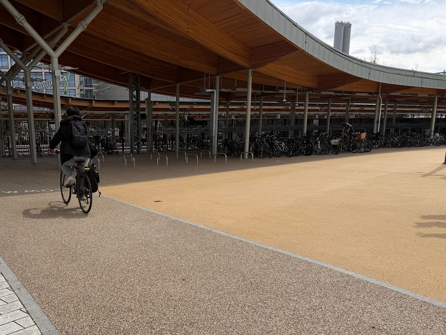 Photo of cycle storage on the western side of the station.