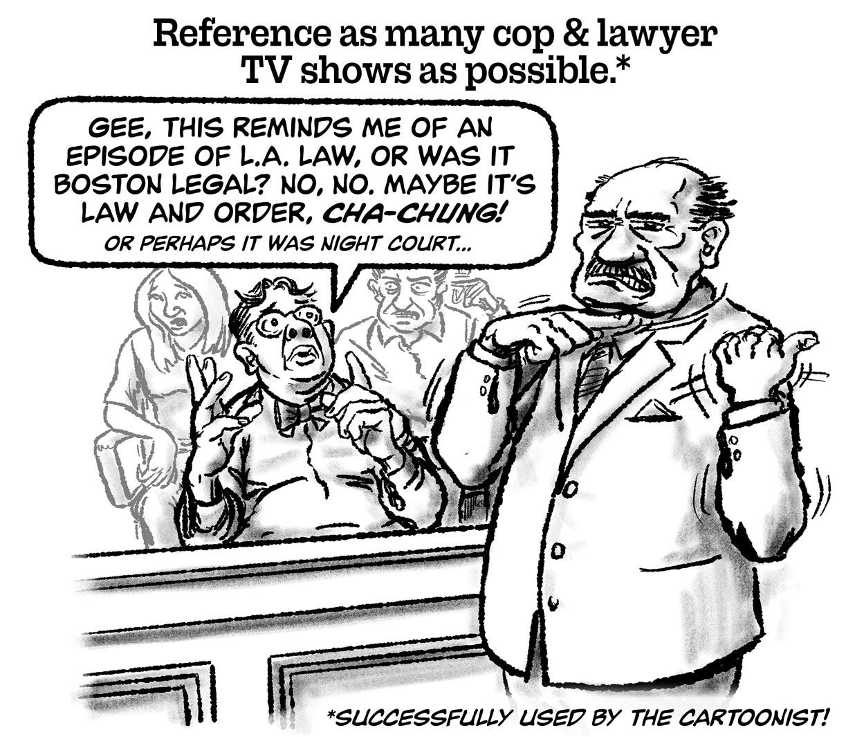 Frame 4 of Guaranteed Jury Dismissal Comic by E.R. Flynn