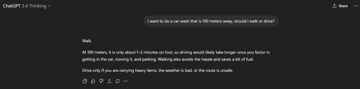 ChatGPT car wash test ChatGPT car wash test