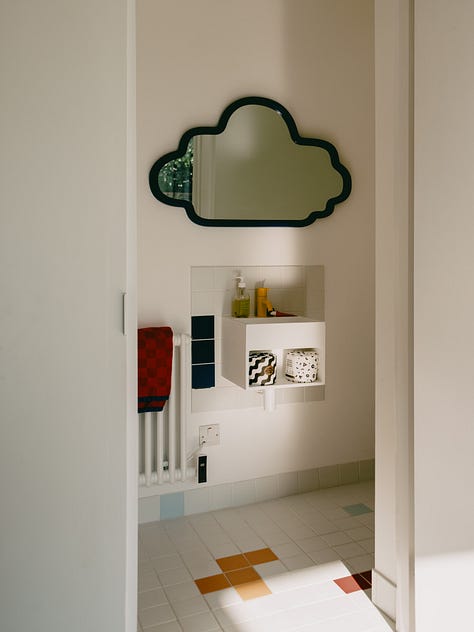 laundry room, utility room, wet room, shower room, bathroom, family bathroom, kids bathroom, staircase, colourful staircase, paint colours, painted staircase