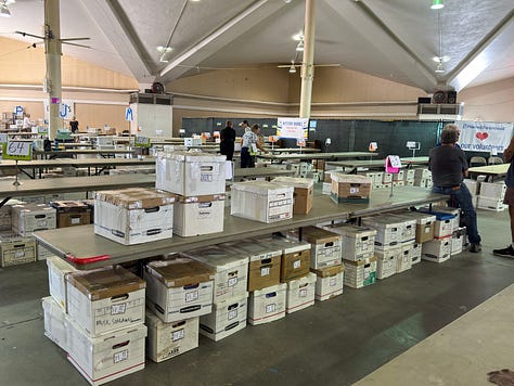 Hundreds of thousands of books arrive.