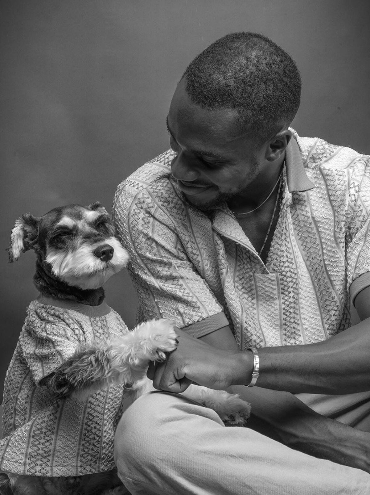Duke and his owner fist bump. Duke and his owner fist bump.