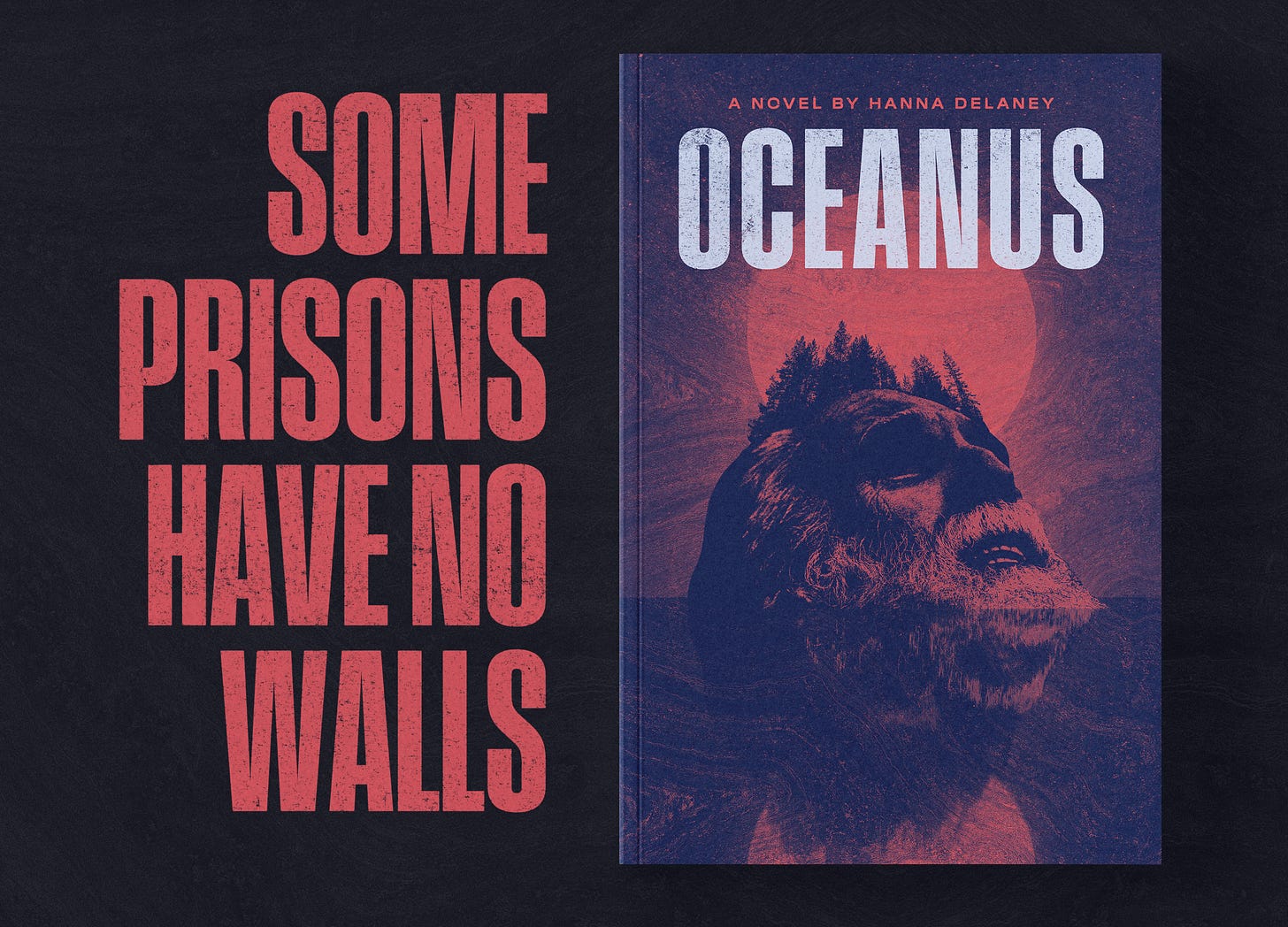 Oceanus cover image with caption 'some prisons have no walls'. This image was designed by Shane Bzdok. Oceanus is a mystery novel based on The Tempest. 