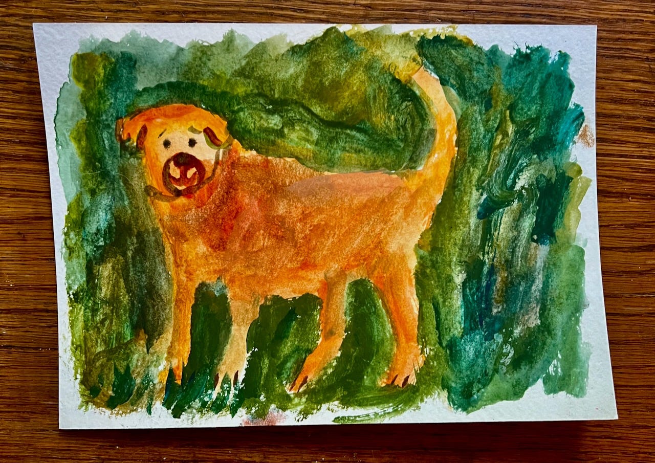 brown dog watercolor illustration by Beth Spencer