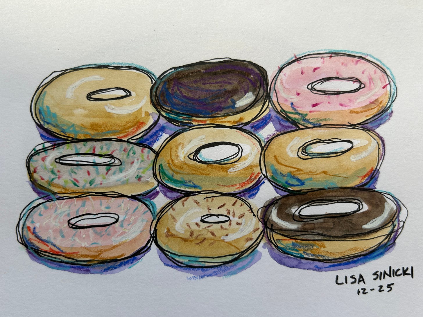 Donut sketch by artist Lisa Sinicki