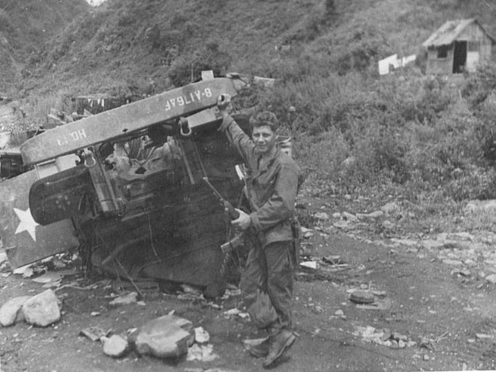 black and white images of young Vic in the Korean war
