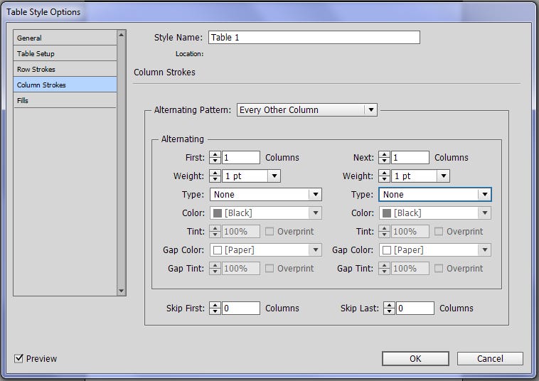 Create a greyscale table in InDesign.