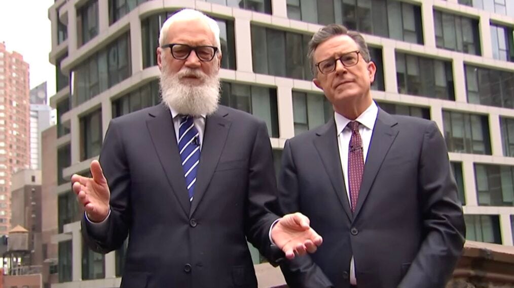 Stephen Colbert & David Letterman Take Revenge on CBS on 'The Late Show' Stephen Colbert & David Letterman Take Revenge on CBS on 'The Late Show'