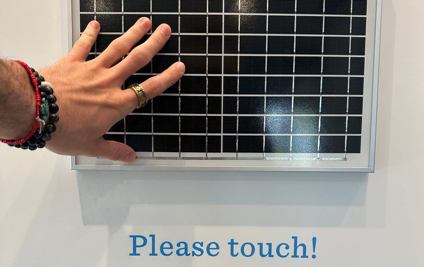 touching a solar panel