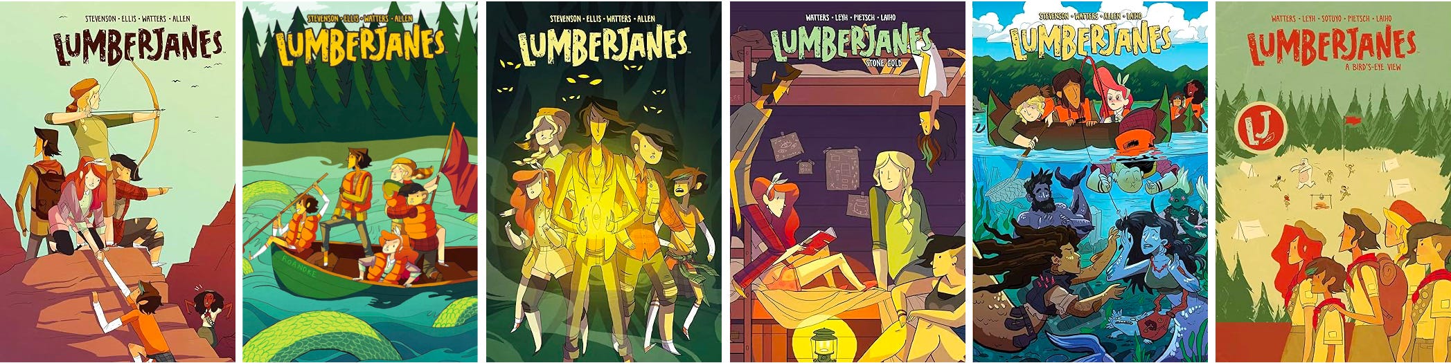Covers from a few of the lumberjanes comics Covers from a few of the lumberjanes comics