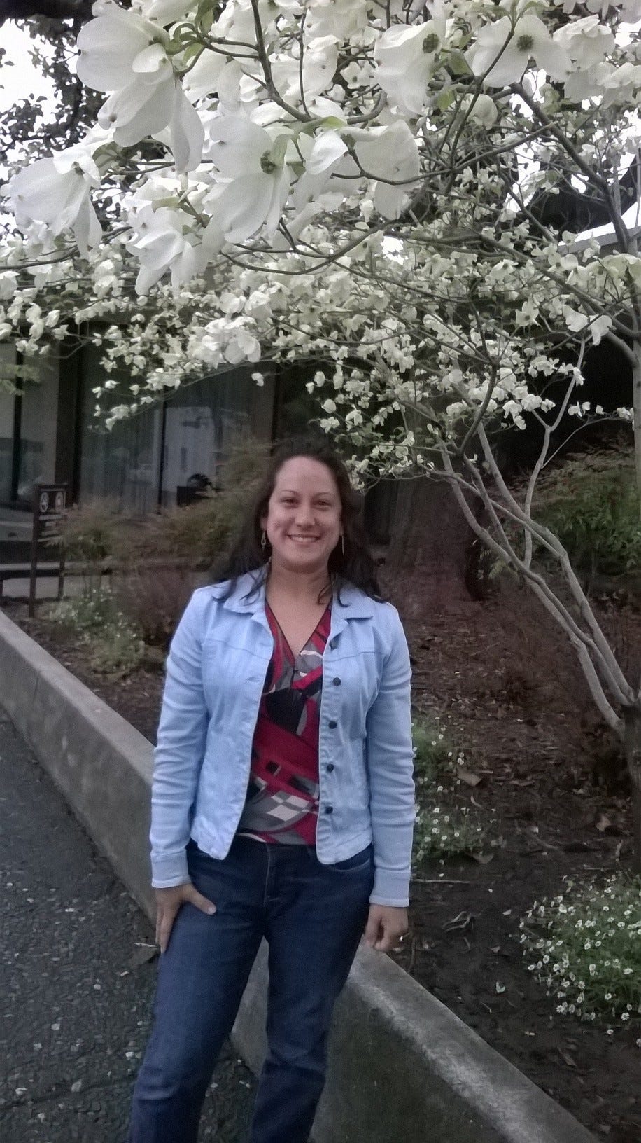 self photo under a dogwood tree