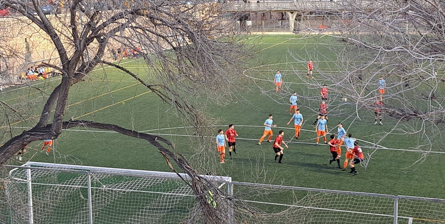 A football match in the River Turia park A football match in the River Turia park