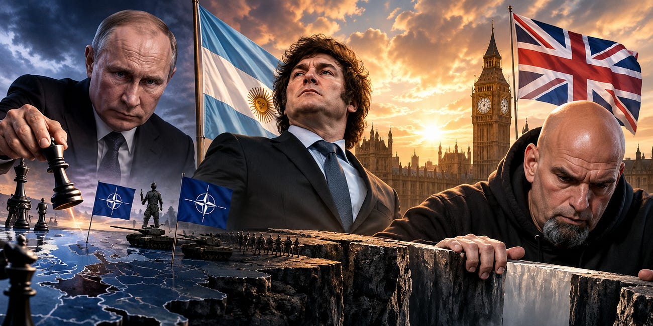 Saturday Report 9/5/26 — Putin tests NATO’s patience, Milei tests Britain’s, and John Fetterman tests whether there’s a floor beneath which a Democratic senator can sink…