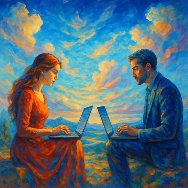 A person and person sitting on the ground with laptops

AI-generated content may be incorrect.