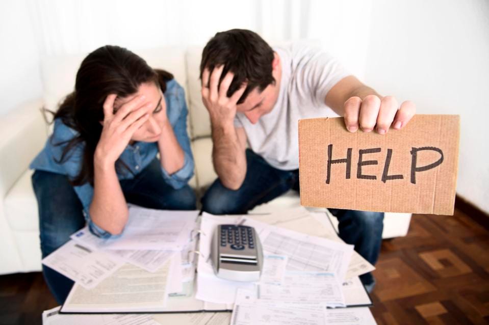 young couple in bad financial situation stress asking for help young couple in bad financial situation stress asking for help