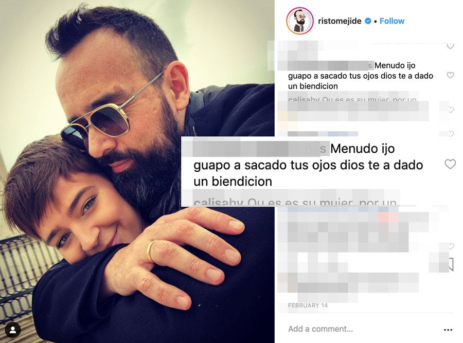 Una señora comenta una foto de Laura Escanes y Risto ...