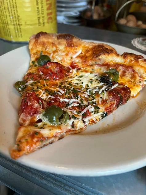 hot honey and cappocollo pizza from Slim's Pizzeria in Crestline Village