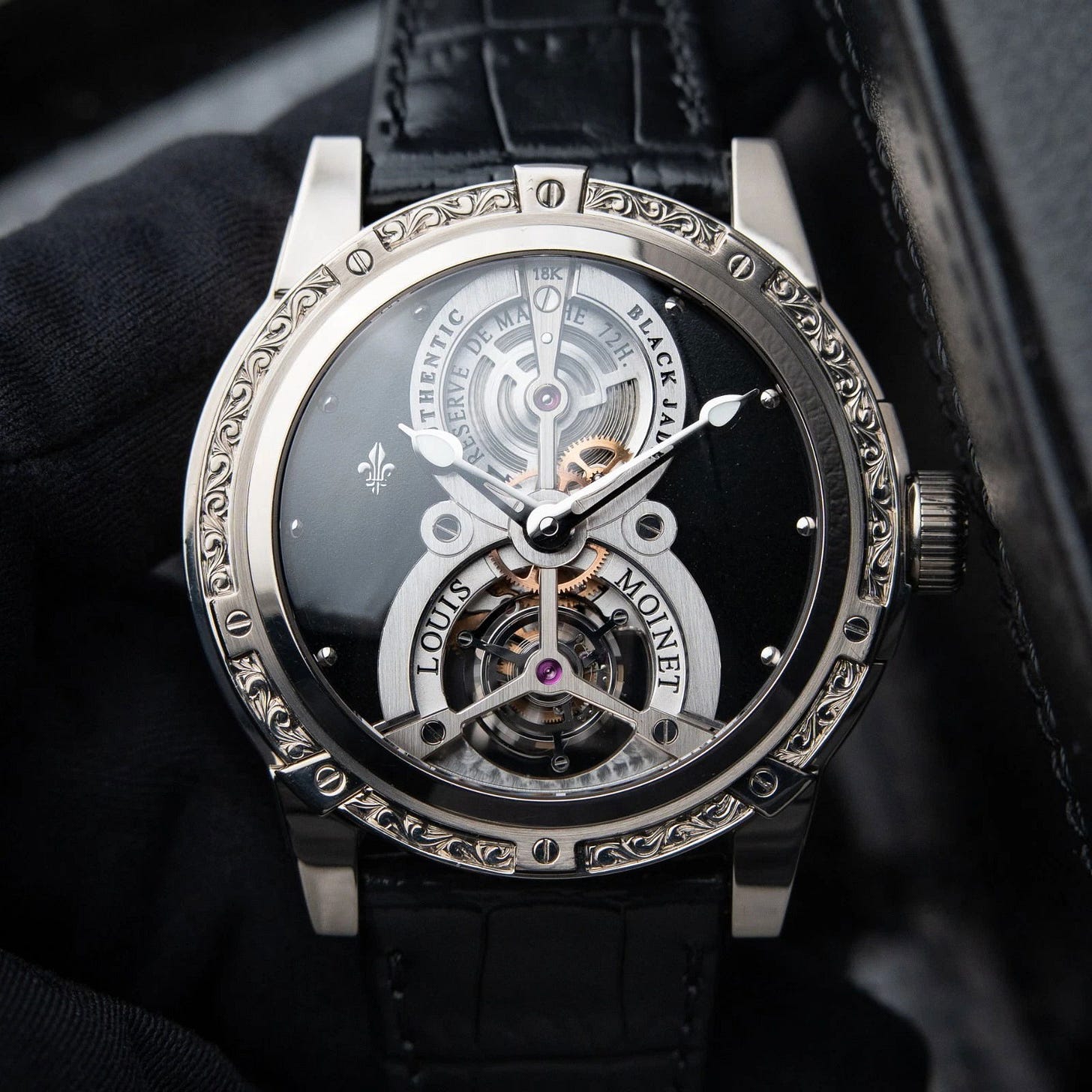 Louis Moinet Mecanograph 44 White Gold / Black / Strap - Piece Unique LM-41.70.50A Listing Image 1 Louis Moinet Mecanograph 44 White Gold / Black / Strap - Piece Unique LM-41.70.50A Listing Image 1