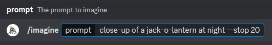 Close-up of a jack-o-lantern prompt