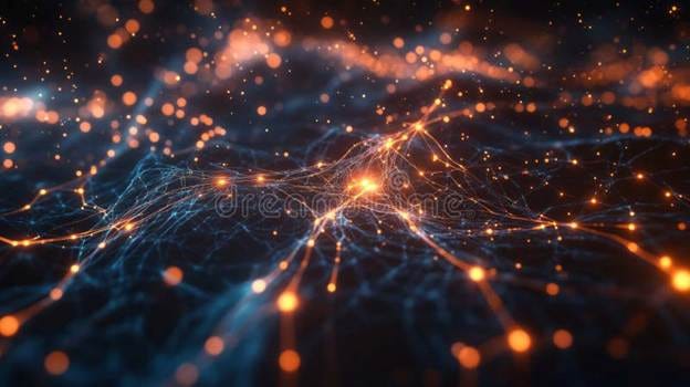 Abstract Cosmic Network Glowing Particles Connected Space Stock ...