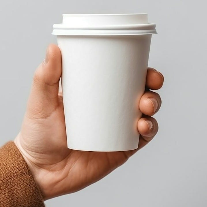 a person holding a cup of coffee in their hand a person holding a cup of coffee in their hand