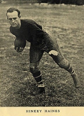 Hinkey Haines in football uniform. Hinkey Haines in football uniform.