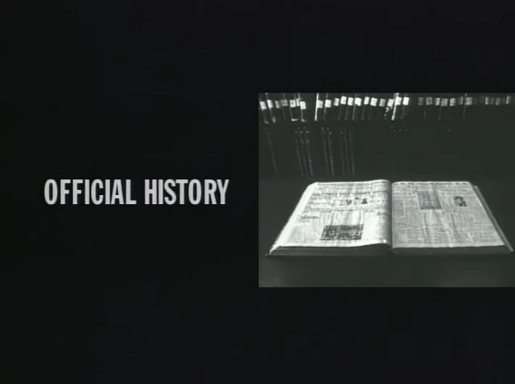 "Official history," next to an image of company papers.