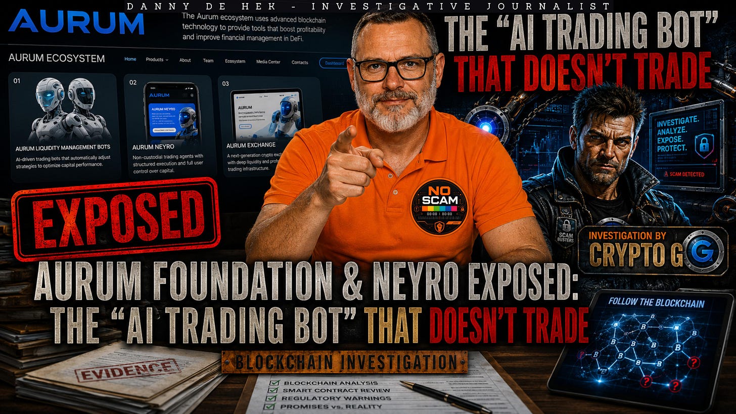 AURUM Foundation & NEYRO Exposed: The “AI Trading Bot” That Doesn't Trade - Blockchain Investigation
