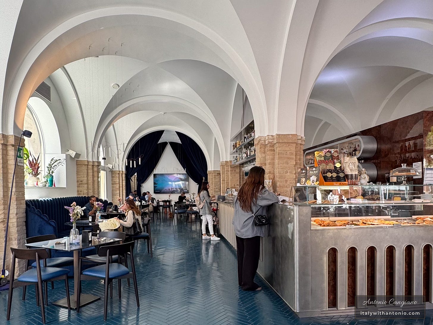 People in a cafe in Italy