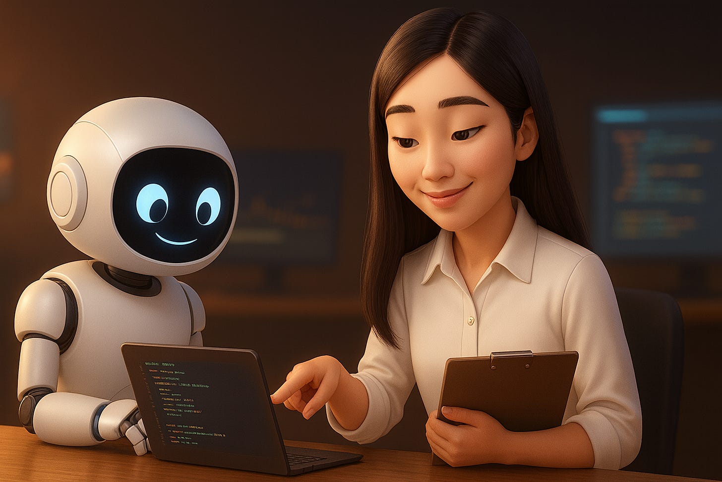 Young woman debugging AI-generated code on her laptop with a checklist on the desk. Vibe coding workflow showing security checks, technical debt fixes, and skill atrophy guardrails. buildtolaunch.ai article on making vibe coding production-ready.