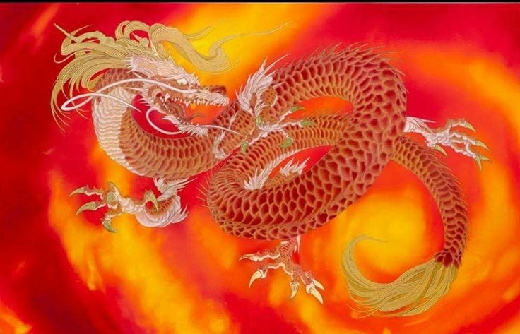 This may contain: a painting of a dragon on fire This may contain: a painting of a dragon on fire