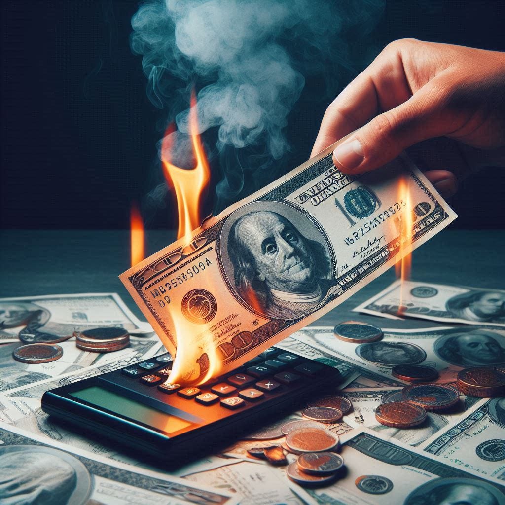 money being burned, showcasing poor manipulation with finance money being burned, showcasing poor manipulation with finance