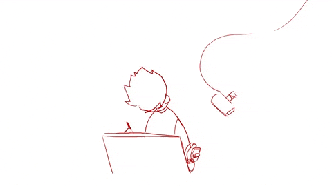 hammers hitting a person in the head while he draws