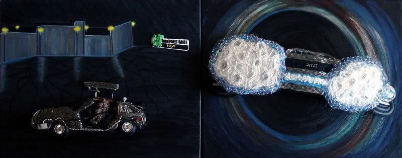 Back to the Future car DeLorean Einstein pop art beaded bead embroidered clock watch faces bead embroidery time travel Back to the Future car DeLorean Einstein pop art beaded bead embroidered clock watch faces bead embroidery time travel