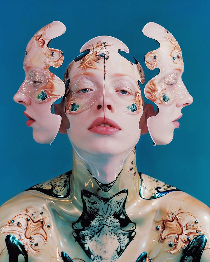 Two works of art, one generative art and one AI art.
