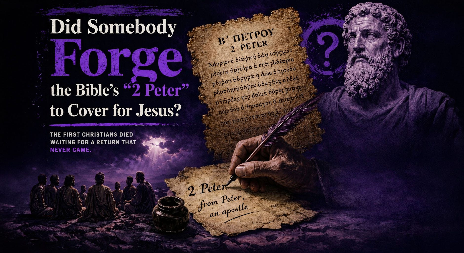 Did Somebody Forge the Bible’s “2 Peter” to Cover for Jesus? The first Christians died waiting for a return that never came, and someone wrote in a dead apostle’s name to explain why Did Somebody Forge the Bible’s “2 Peter” to Cover for Jesus? The first Christians died waiting for a return that never came, and someone wrote in a dead apostle’s name to explain why