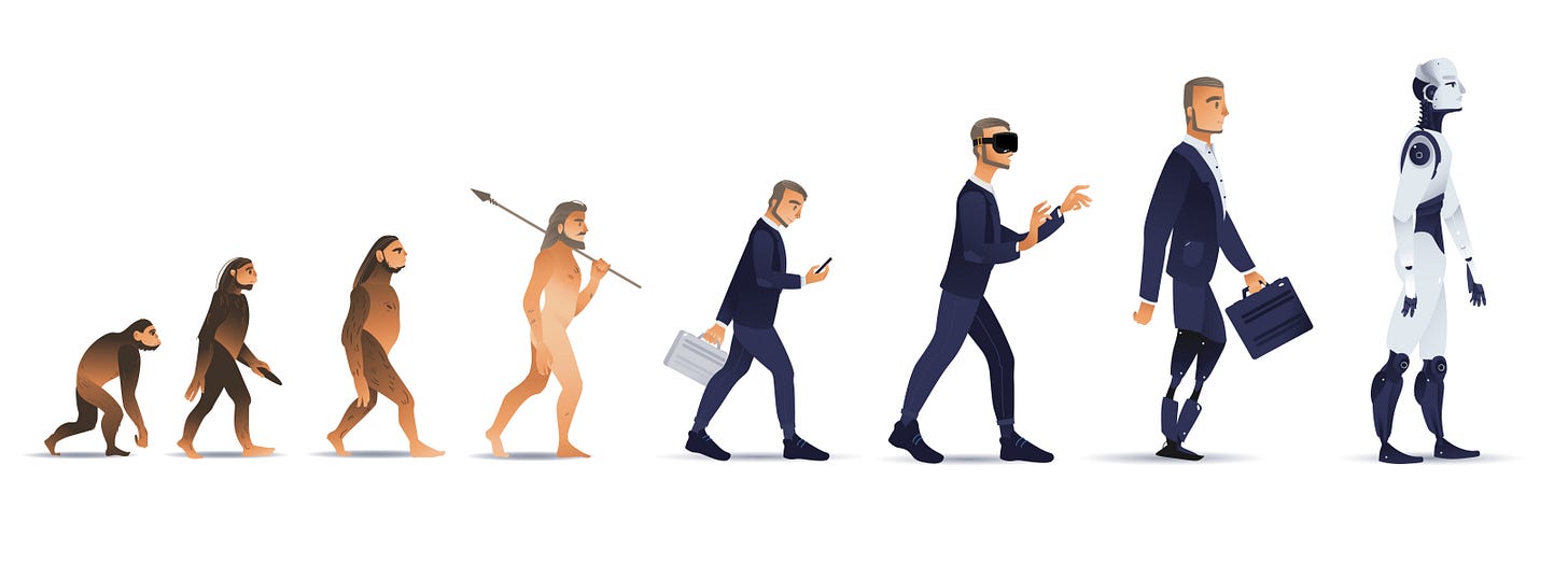 Vector people evolution from monkey to robot - Weblio Weekly