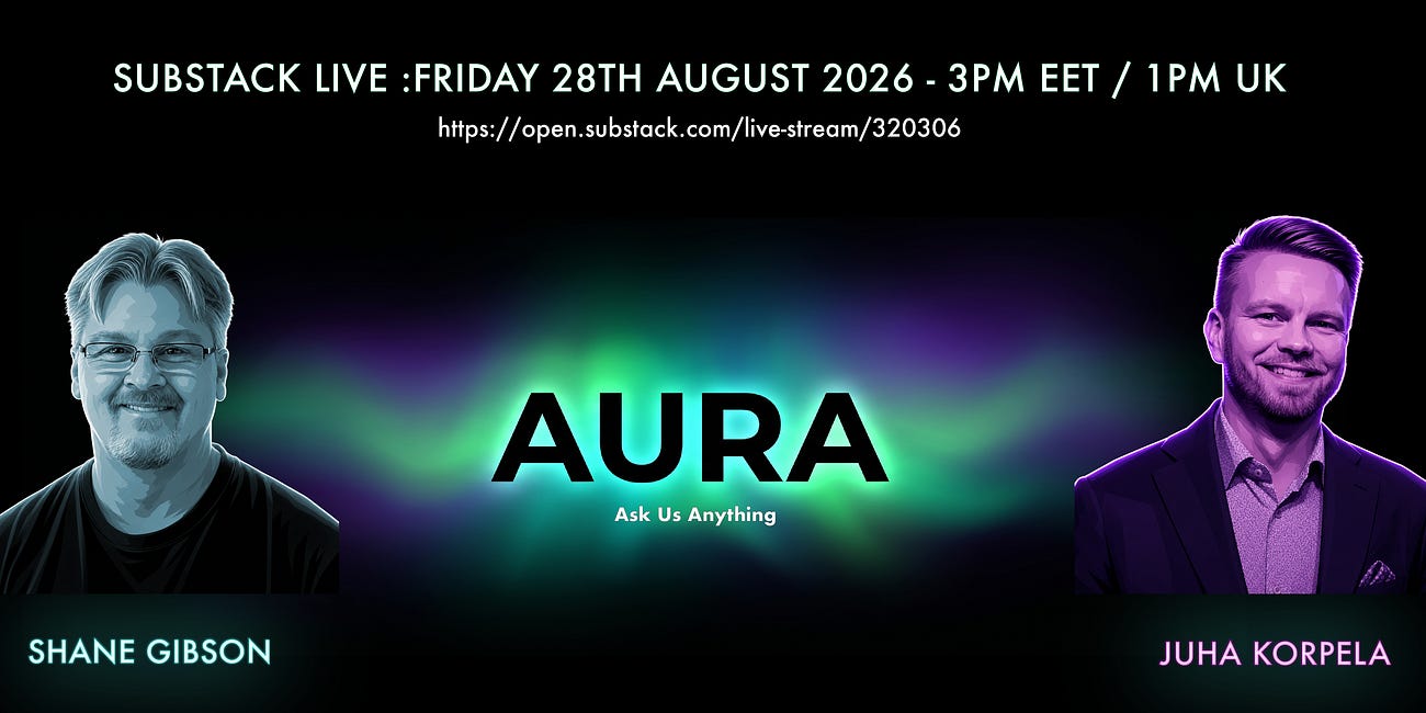 AURA - Juha Korpela - Friday, 28th August 2026 - 3PM EET / 1PM UK