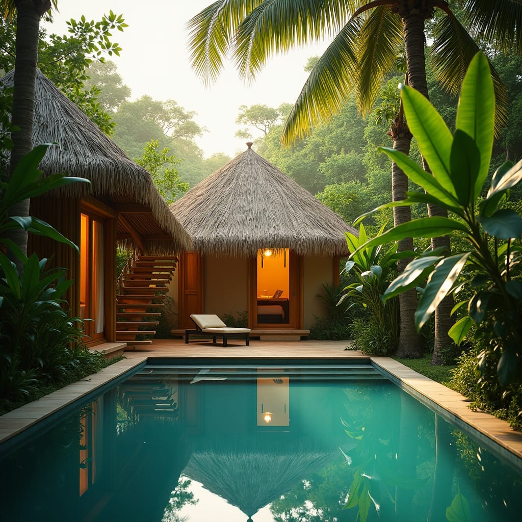 Mdoern Bamboo Glamping  with Swimming pool in Jamaica  