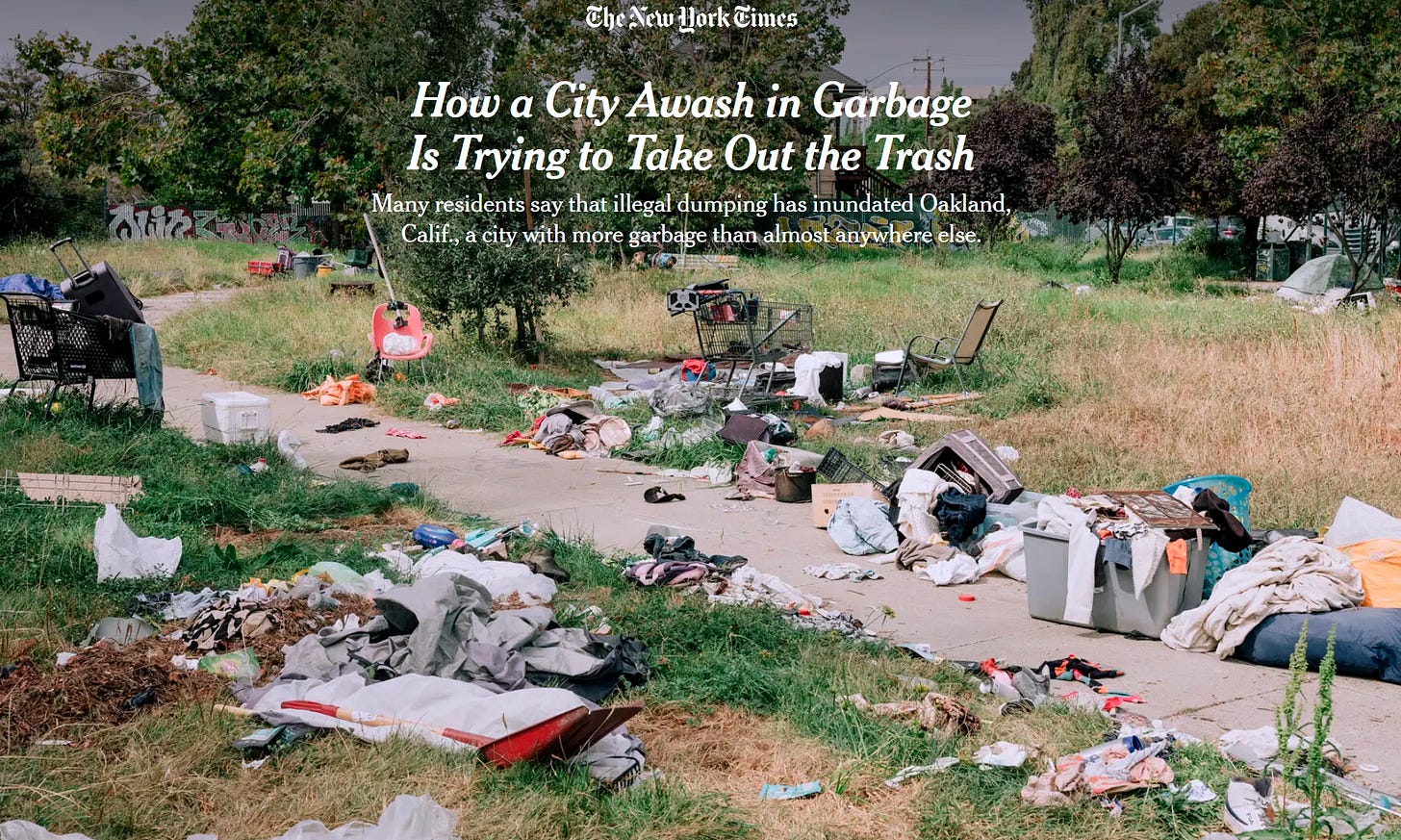Screenshot from The New York Times, “How a city awash in garbage is trying to take out the trash,” Oct. 8, 2025. (Image source: The New York Times) Screenshot from The New York Times, “How a city awash in garbage is trying to take out the trash,” Oct. 8, 2025. (Image source: The New York Times)