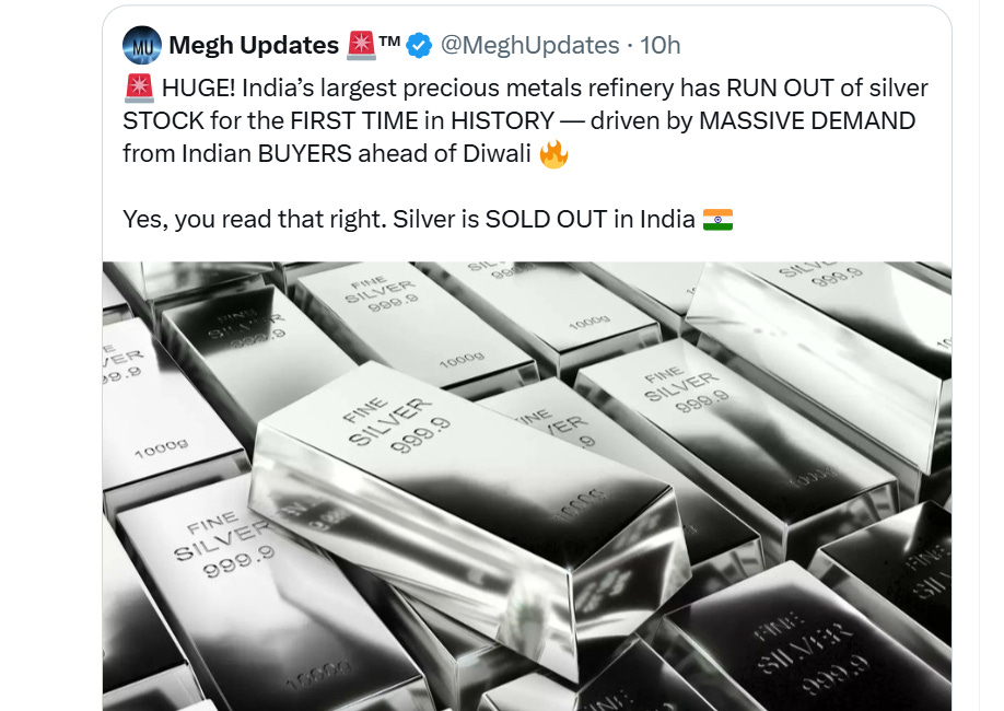 India's Largest Refinery Has Run out of Silver FOR THE FIRST TIME IN WORLD HISTORY