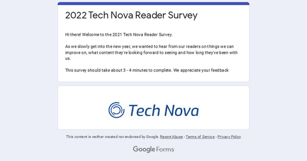2022 Tech Nova Reader Survey 2022 Tech Nova Reader Survey