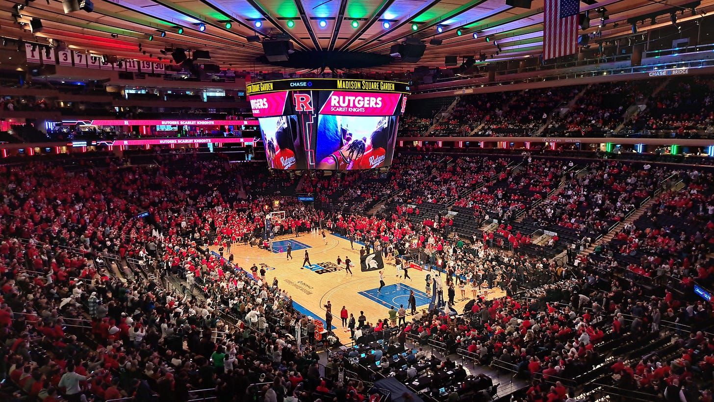 A view of the court at Madison Square Garden before Rutgers’ game against Michigan State on Feb. 4, 2023. (Photo by Adam Zielonka) A view of the court at Madison Square Garden before Rutgers’ game against Michigan State on Feb. 4, 2023. (Photo by Adam Zielonka)